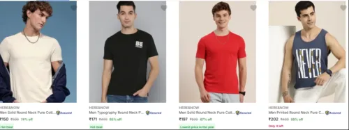 Image of Here Now Men's T Shirts at minimum 70% Discount