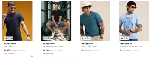 Image of HERE&NOW Men T-shirt Starting @ ₹179