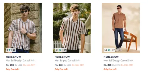 Image of Here & Now Men's Shirts at minimum 80% Discount