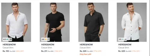 Image of HERE&NOW Men's Shirts upto 81% discount 