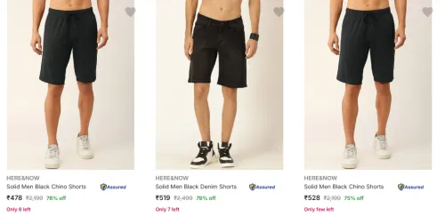 Image of HERE & NOW Men's Shorts upto 79% Discount