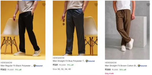 Image of Here & Now Mens Trousers Minimum 70% discount