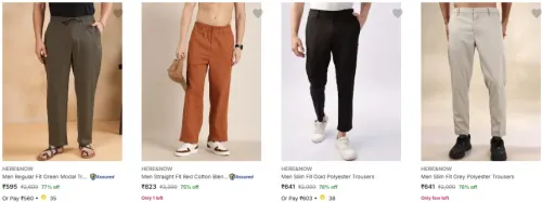 Image of Here Now Men's Trousers upto 78% Discount