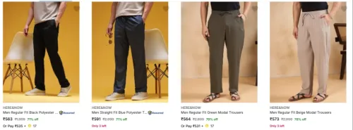 Image of HERE&NOW Men's Trouser's upto 79% discount 