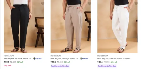 Image of HERE & NOW Men's Trousers upto 82% Discount