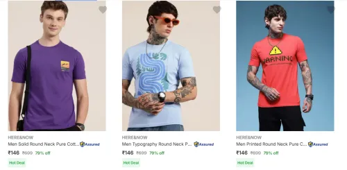 Image of Here & Now Men's T-Shirts upto 79% Discount