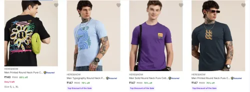 Image of Here & Now Men's T-Shirts upto 85% Discount