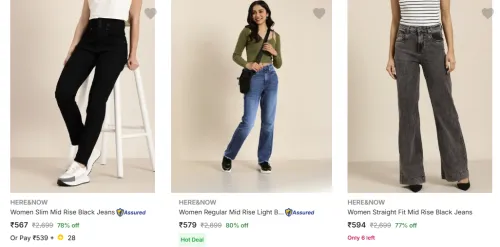 Image of Here & Now Women's Jeans upto 80% Discount