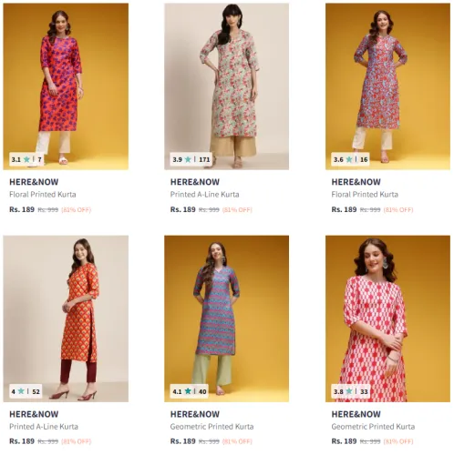 Image of Here & Now Women's Kurta @ Flat ₹189
