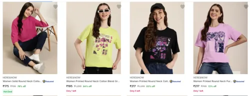 Image of Here Now Womens T-Shirts Upto 78% Discount