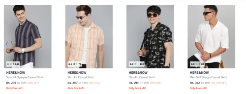 Image of Here &Now Men's Shirts at minimum 80% Discount