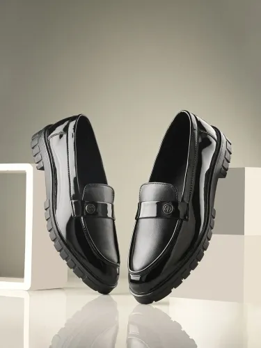 Image of HERE&NOW Men Black Formal Penny Loafers