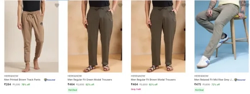 Image of HERE & NOW Men's Trousers upto 82% Discount