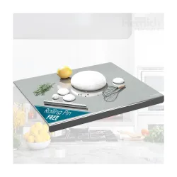 Herrlich Homes 304 Stainless Steel Chopping Board with Lip for Kitchen | Free Rollin Pin | for Cutting Vegetables, Meat,Fish,Fruits | Medium | 42 x 32 cm