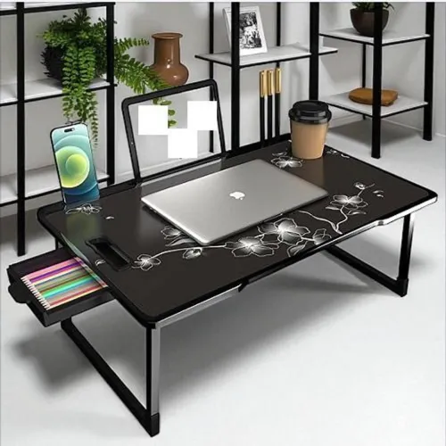 Image of Hevenq Portable Wooden Laptop Table Black