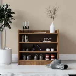 Hex Shoe Rack 4-Tier Wooden Shoe Storage Rack