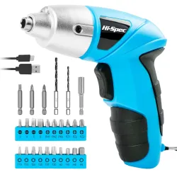 Hi-Spec Cordless Electric Screwdriver, 23 Bits LED - Blue