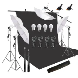 HIFFIN Black Screen Backdrop 6x10ft + 9ft Stand Kit