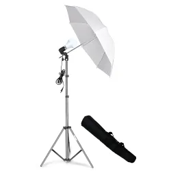 Hiffin E27 Studio Single Holder KIT Umbrella White + Studio Light Stand 9 FT+ Umbrella and Bulb Holder KIT Set of 1