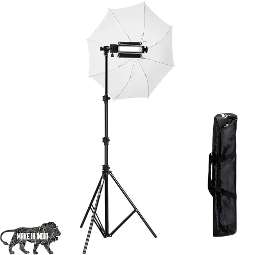 Image of HIFFIN Porta Kit 1000w Light with 9 feet Light Stands and Umbrella Lights for Video