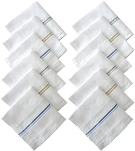 Image of higadget Mens 100% Cotton Striped (XXL) [White