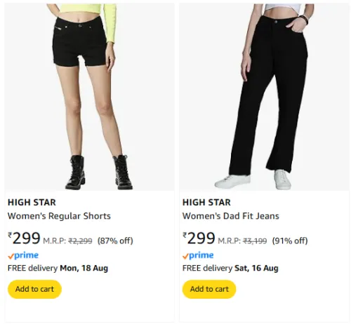 Image of HIGH STAR Women Clothing Upto 90% Discount