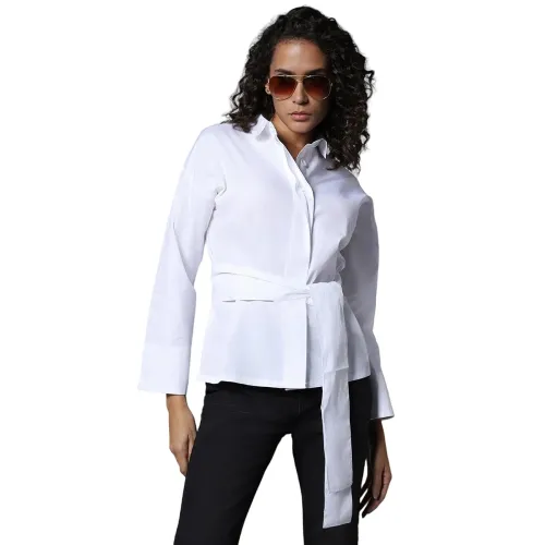 Image of HIGH STAR Women's Cotton HSWSHW230106_WH Boxy Fit Shirts