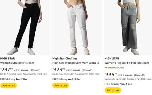Image of High Star Women's Jeans Starting @ ₹297