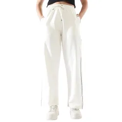 High Star Women Solid Wide Leg High-Rise Casual Cotton Track Pants