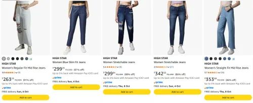 Image of High Star Women's Jeans upto 91% Discount
