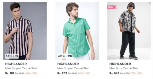 Image of HIGHLANDER Highlander Men Slim Shirts Starting On @₹181