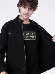 HIGHLANDER Men Black Solid Denim Jacket