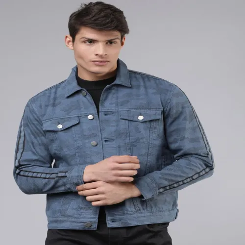 Image of HIGHLANDER Men Camouflage Printed Denim Jacket