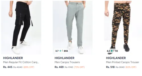 Image of HIGHLANDER Men's Cargos @ Up to 89% Discount
