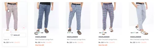 Image of HIGHLANDER Men Checked Mid-Rise Lounge Pants Starting At @₹215