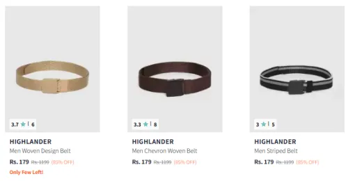 Image of HIGHLANDER Men Fashion Belt Minimum 80% Discount 