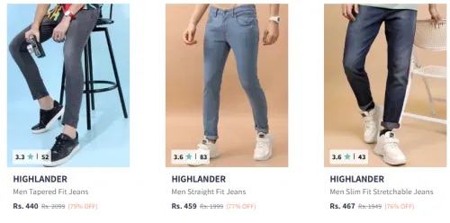 Image of Highlander Men Fashion Jeans Minimum 70% Discount