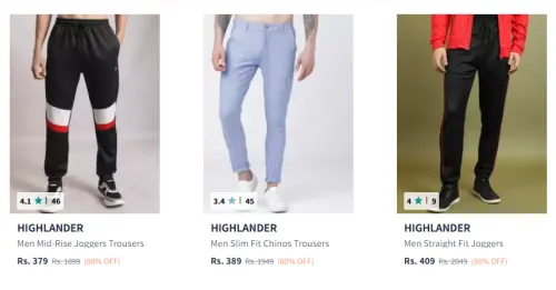 Image of Highlander Men Fashion Trouser Flat 80% Discount