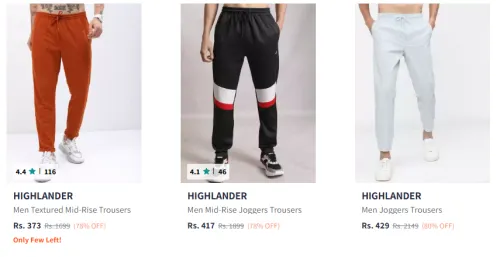 Image of Highlander Men Fashion Trouser Minimum 70% Discount