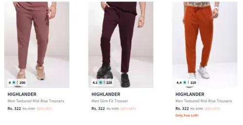 Image of Highlander Men Fashion Trouser Minimum 80% Discount