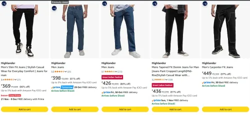 Image of Highlander Men Jeans at minimum 80% Discount