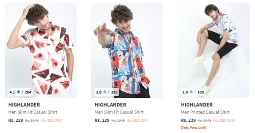 Image of HIGHLANDER Men Printed Casual Shirt Starting At @₹229