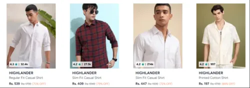 Image of HIGHLANDER Men's Casual Shirt starting at ₹197