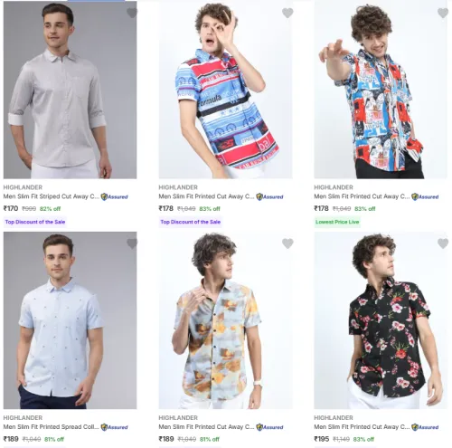 Image of Highlander Men's Casual Shirts at minimum 83% Discount