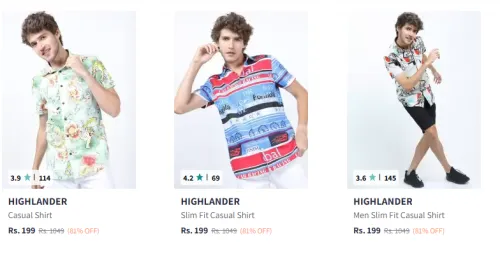 Image of HIGHLANDER Men’s Floral Casual Shirt Starting At @₹199