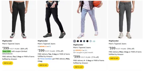 Image of Highlander Men's Jeans upto 80% Discount