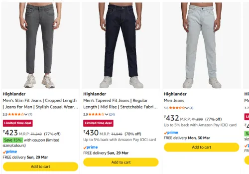 Image of Highlander Men's Jeans upto 80% Discount 