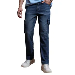 Highlander Men’s Relaxed-Fit Cargo Pocket Jeans 
