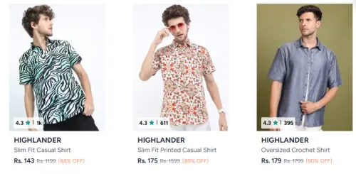 Image of Highlander Men's Shirt From ₹143