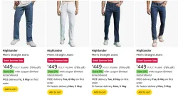 Highlander Mens Straight Jeans Starting At @₹449